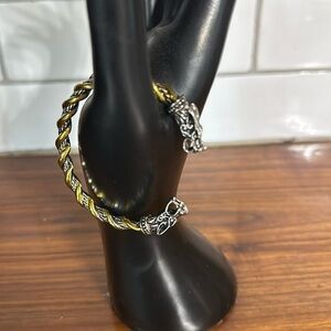- Silver  and antique gold fashion Twisted Bracelet